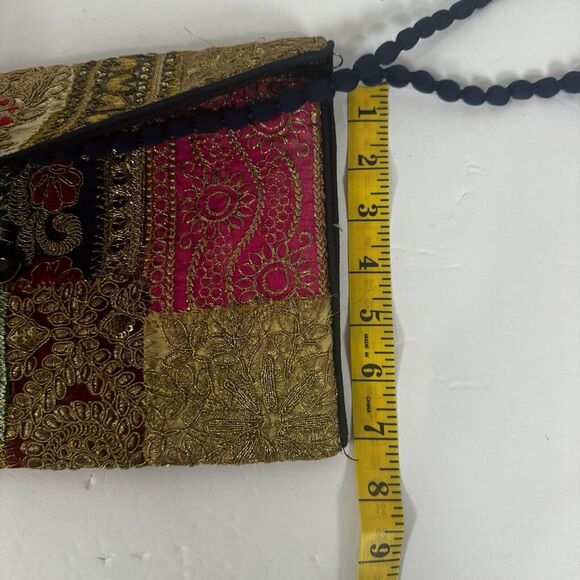 Indian Handmade Purse Vintage Patchwork Embroidery Ladies Envelope Clutch Bag - Picture 3 of 11
